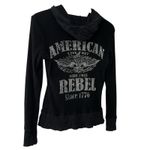 Y2K Liberty Wear American Rebel Rhinestone Hoodie Biker Glam Gothcore Women's M Black Size M Photo 5