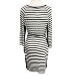 Studio One  Knit Dress S Black White Diamond Striped Belted Stretch Work Career Photo 2