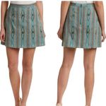 Alice + Olivia Riley Navajo Aztec Beaded Embroidery Sage Green Mini Skirt size 8 Photo 1