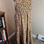 Dress Garden One Shoulder Carmel Brown Floral Tiered Maxi Dress White Size M Photo 0