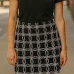 Banana Republic Factory Black White Print Miniskirt 10 Circles Cotton Blend Photo 0