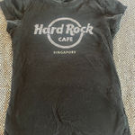 Hard Rock Cafe  Womens Singapore Rhinestones Graphic T-Shirt Top Black Cotton Sm Photo 0