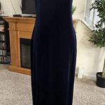 Vintage Stenay Velvet Navy Blue Cocktail Evening Dress Back Slit Long Size 10 Photo 1