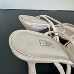 VTG Y2K Strappy BP Satin White Leather Kitten Heel Mule Square Toe Sandal Size 7 Black Photo 8