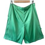 Anthropologie Hutch Pleated Utility Shorts Hi Rise Satin Green Size M NEW $148 Photo 4