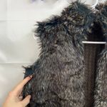 89th & Madison women's brown faux fur crocheted open front sweater‎ vest medium Photo 1
