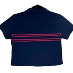 Brandy Melville navy collared crop shirt with red stripe Photo 1