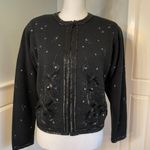 Liz Claiborne Vintage Lambswool Beaded Cardigan Holiday Party Sweater Small Photo 0