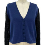 Anna Rachele Black Label Cardigan Sweater Lace Sleeve‎ Knit Blue Size Large Photo 0