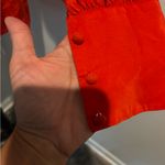 frame denim  Tomoto Red Silk Mandarin Collar Wide Cuff Swing Blouse XS Photo 4