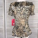 Sunny Leigh "Summer Wind" Sheer Animal Print Blouse Ruffled Neckline-PM Photo 1