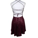 Windsor  Ruby Red Sequin Burgundy Mini Party Dress Large Photo 6