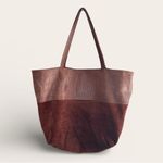 Joie  Chocolate Brown Suede & Crocodile Leather Double Handle Tote Photo 3