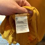 Bar III  Sleeveless Elastic Waist Crossover Ruffle Blouse Varsity Gold Photo 4