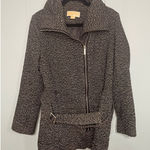 Michael Kors Michael‎ Kors Women's Tweed Moto Jacket Full Zip Buckle Belted Coat, Size 10 Photo 0