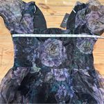 Exceptional Fate Black Floral Organza Puff Sleeve Mini Dress Size L Photo 4