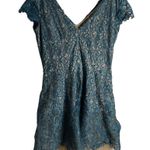 nha khanh On Cloud Nine Teal Blue Lace Tulle Cap Sleeve V Photo 11