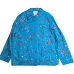 Quacker Factory Vtg Y2K Blue Floral Butterfly Embroidered Beaded Cotton Jacket S Photo 0