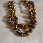 Robert Rose Chunky Double Strand Rose/Silver/Gold Glass Beveled Bead Necklace Silver Photo 1