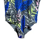Athleta  One Piece Swimsuit Womens Medium Midnight Palm Scoop Neck Swim Ladies Photo 3