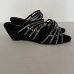 Joan Boyce Heels Rhinestone Glitter Heel Slide Neutral Party‎ Casual Size 8 Wide Black Photo 5