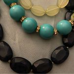 Simple Addiction Triple 3 Strand Beaded 20” Necklace Blue Green Turquoise Beads Photo 2