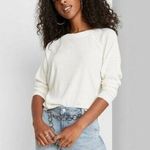 Wild Fable White Crewneck Thermal Knit Long Sleeve T-Shirt M Photo 0