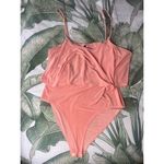 San Julian Light Peach Orange Ruffle Flounce Tank Top Bodysuit Sz Large Stretch Photo 3