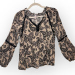 Knox Rose  Black and Cream Paisley Blouse Photo 0