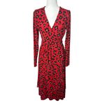CAbi  Siren Red Animal Print Long Sleeve Wrap‎ Dress Women's Size Small Cocktail Photo 1