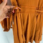 Selfie Leslie Leslie Selfie Orange Crepe Chiffon Pleated Deep V Tie Waist Long‎ Sleeve Romper Photo 11