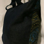 Denim Overnight Messenger Bag Ethnic Embroidery Travel Carry On Weekender Large Tote with Fringes Photo 3