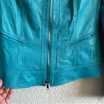 Lafayette 148  New York Women’s Teal 100% Leather Zipper Jacket Size 2‎ Photo 9