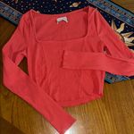 Urban Outfitters  Coral Long Sleeve Ribbed crop Top Photo 0
