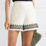 J.Crew Cream with Navy embroidery linen high waisted shorts size 2 Photo 0