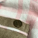 MarleyLilly  large pink grey plaid button down long sleeve embroidered initial J Photo 8