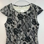 Collective Concepts NWT Black/White Lace Illusion Cap Sleeve Sheath Dress Large Photo 1