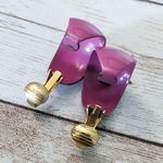 Vintage Clip On Earrings Fuchsia Hoops Photo 4