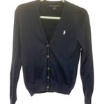 Ralph Lauren  Sport Women’s Size Medium Blue Cotton Half Button Cardigan Sweater Photo 0