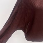 SheIn Burgundy / Wine Waffle Texture Fabric Long Sleeve Crop Loose Fit Blouse Photo 2