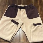 Outdoor Voices Sherpa Fleece Joggers – Tan & Brown – Women’s Large EUC Photo 0