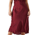 ASTR  Burgundy Satin Midi Dress Photo 0