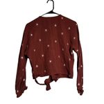 Madewell  Embroidered Gauze Wrap Top Rust Floral Balloon Sleeve Tie Front S Photo 1