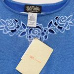 Bob Mackie Wearable Art Cut Out 3/4 Sleeves Blue Metallic Sweater Size S Photo 3