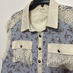 POL Crochet Lacy Floral Sleeveless Blouse Top With Front Pockets Photo 6