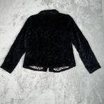 Betsey Johnson  Jacket Womens Medium Black‎ Faux Fur Edgy Gothic Whimsical Retro Photo 2