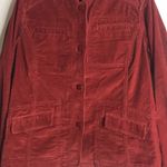 L.L. Bean ladies Corduroy button up fall chore coat Jacket size medium Red Photo 4