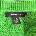 Lands' End  Sweater Womens 2X 20W 22W Green Waffle Knit Pullover Sweatshirt Photo 5
