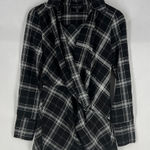 Laundry by Shelli Segal Chiffon Black & White Plaid Deep V Twisted Front Tunic Photo 0