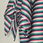 Ruby Rd. women's size 2X pullover top striped short sleeve ribbed bow sleeves Green Photo 3